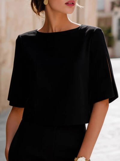 SpringSummer Womens Crew-neck Short Top