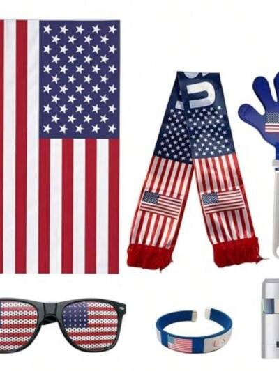 6pcs Set The 2026 American Celebration,USA World Cup Fan Kit,Complete Soccer Cheer Accessories Set