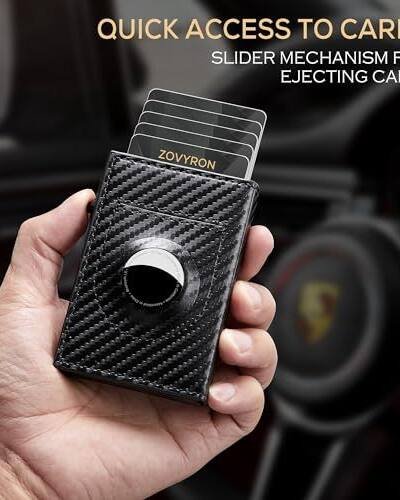 Men's Pop-Up Wallet with AirTag Slot & Money Clip, RFID
