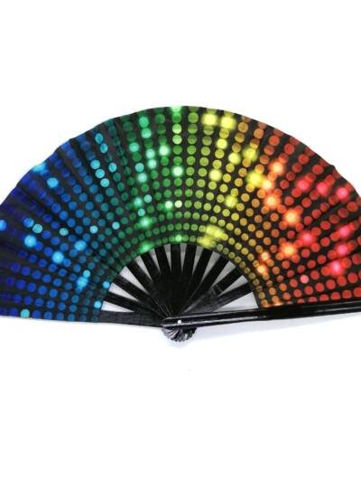 Folding Fan UV Glow Rave Bamboo Hand Fan Carnival Decoration Dancing Party Wedding Night Club Concert Tai Chi Kung Fu Large Polka Dots