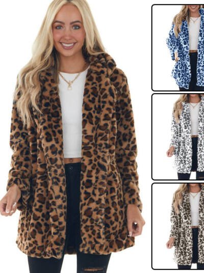 Rabbit Fur Leopard Print Mid-length Clothing Fashionable Jacket