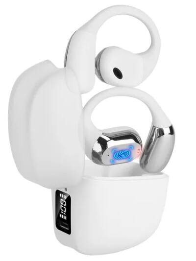 Wireless V5.4 Open Ear Earbuds With Earhook LED Display Charging Case IPX5 Waterproof 300Hrs Standby Time Touch Control Stereo Sport Headphones For Workout Running