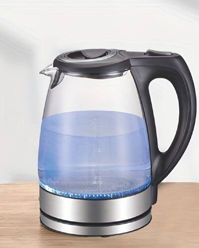 1.7L Glass Electric Kettle with Stainless Steel Filter, Black