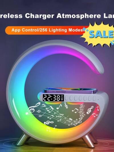 New Intelligent G Shaped LED Lamp Bluetooth Speake Wireless Charger Atmosphere Lamp App Control For Bedroom Home Decor