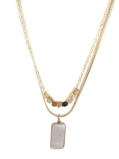 Simple Bafang Lai Cai Necklace Mother Of Pearl Titanium Steel Necklace