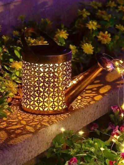 2-Pack LED Watering Can Solar String Lights Outdoor Solar Decorative Lights