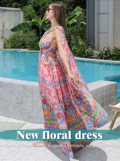Women's Floral Style Large Hem Dress