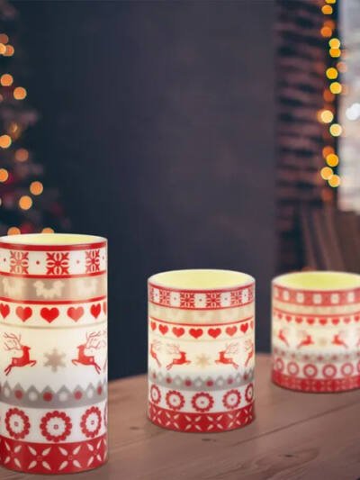3Pcs Quantity Options Christmas Flameless LED Candles Deer Flickering Candle Lights Pillar Candles With 3 Lighting Modes Timer Remote Control