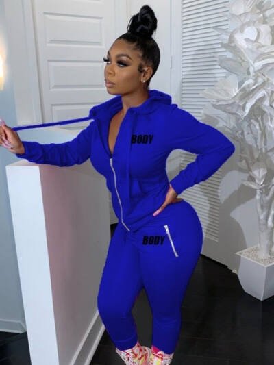 Women's Letter Printing Suit Personality Zipper