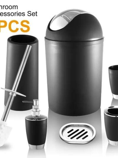 Bathroom Accessories Set 6 Pcs Bathroom Set Ensemble Complete Soap Dispenser Toothbrush Holder