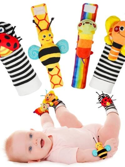 Baby Wrist Rattle Socks And Foot Finder Set Perfect Baby Toys For 0-12 Months Newborn Boys And Girls As Shower Gifts Garden Bug Series