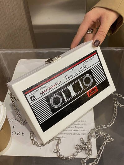 Women's Bag Creative Tape Chain Crossbody Box Bag
