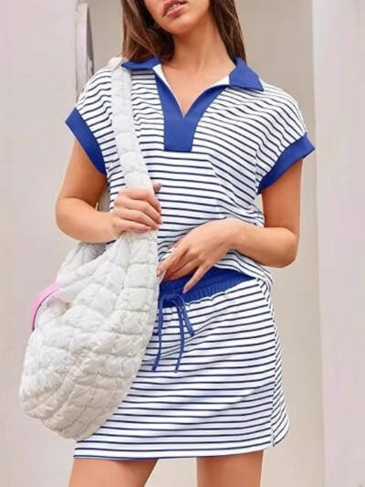 V-neck Loose Short-sleeve Women's Set