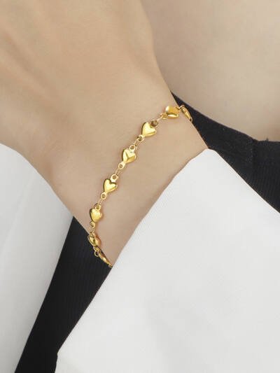 Gold Chain Heart Bracelet Stainless Steel