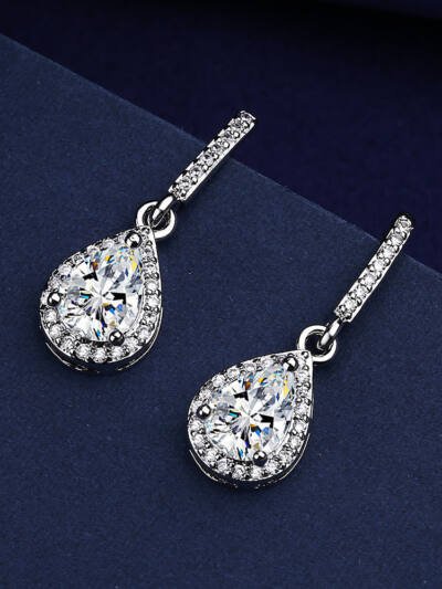 Fashion Drop Shape Ear Studs Micro Inlaid Zircon Earrings