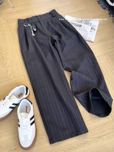 Striped Dress Pants Mens Straight-leg Loose Wide-leg Pants