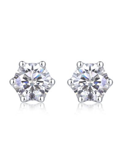 1Freehand Flower Luxury Fashion Diamond Earrings Stud Inlaid With Mosan Diamond Silver Jewelry Prohibit Tk Sales