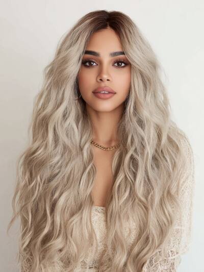 Gray Ombre Wavy Lace Front Wig for Women