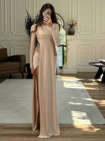 Womens Long-sleeve Top And Skirt Set