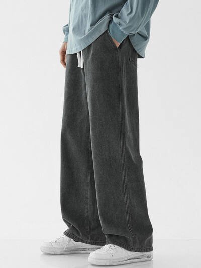 Mens Fashion Casual Loose Straight Jeans