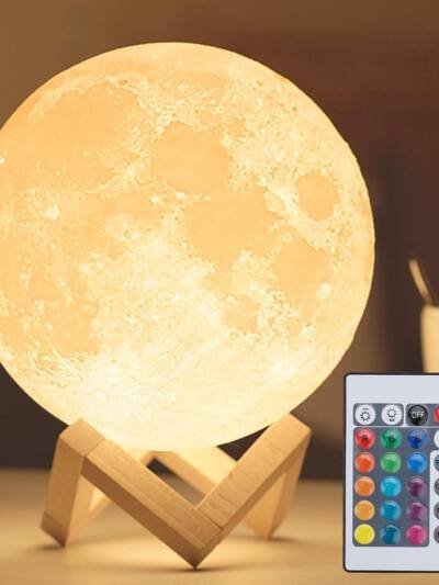 16-Color Lamp With Stand And Remote, Moon Lamp, LED Night Light With Dock, Creative Moon Light Uniq