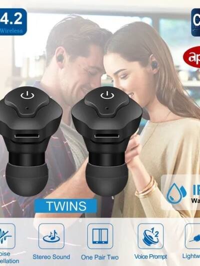 True Wireless Earbuds CSR V4.2 In-ear Stereo Headsets IP44 Waterproof Apt-X TWS Headphones Noise Cancelling
