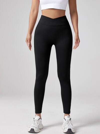 V-waist Elastic Sports Leggings, Women's Peach Hip Lifting Running Speed Drying Yoga Pants