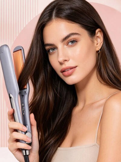 Ceramic Hair Straightener with LCD, 450°F Adjustable