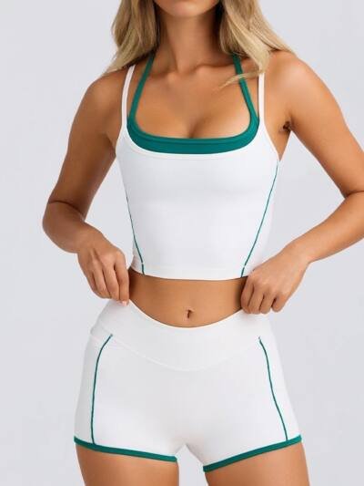 Sports Underwear Vest Shorts Spaghetti Strap Bra Beauty Back Tight High Elastic Fitness
