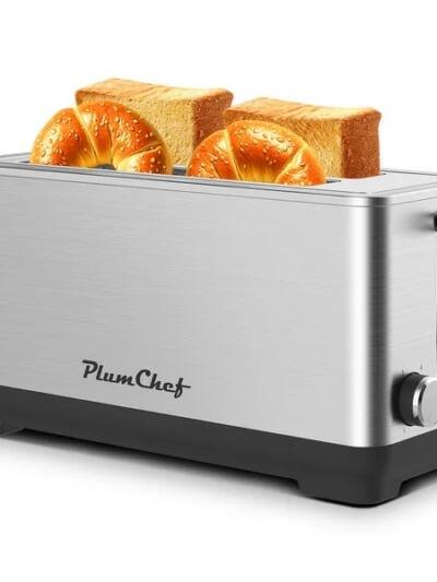 4-Slice Wide Slot Stainless Steel Toaster, Silver