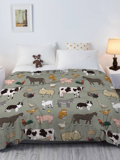 Various Animals Blanket Soft Pig Horse Durable Comfortable Blanket Women Birthday Gift Home Decoration Sofa Couch Office Bed Camping Travel  75x100cm 130x150cm 150x200cm