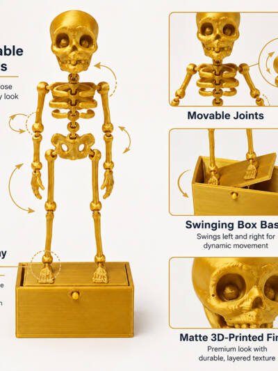 3D Printed Dancing Skeleton Aquarium Ornament, Bubble Motion Fish Tank Decor With Base, Multiple Colors