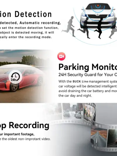 Dual Lens Dash Cam, 1080P Front and Rear with G-Sensor