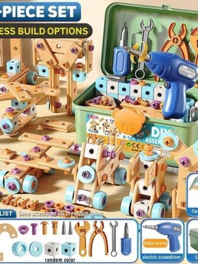 126-Piece Creative Wooden Construction & Tool Set Early Education