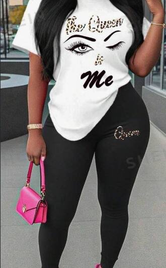 Unisex Face & Letter Printed Round Neck Short Sleeve T-Shirt And Long