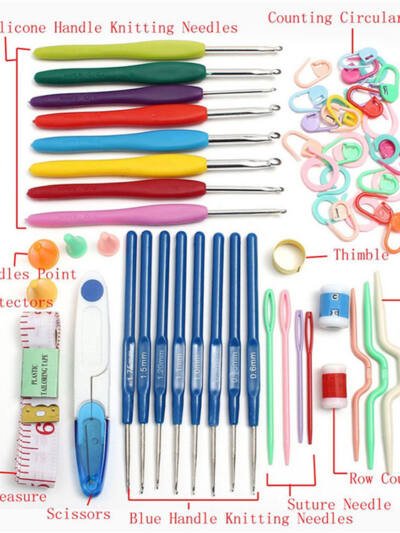 Crochet Set Handmade Wool Tool Set Combination Bag Metal Aluminum