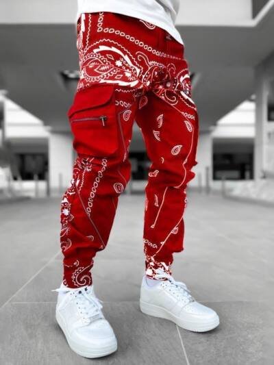Cashew Flower Casual Sports Harem Pants Men European And American Loose High Street Multi-Pocket Overalls