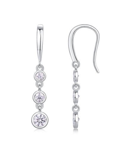 1Classic Multi-diamond Set Moissanite Silver Earrings Luxury Fashion