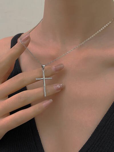 Diamond Cross Necklace Female Pendant Clavicle Chain