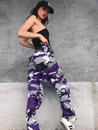 Women Camouflage High Wait Pants