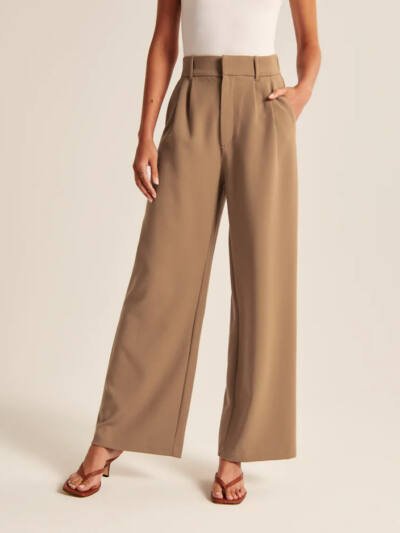 High Waist Straight Trousers With Pockets Wide Leg Casual Pants For