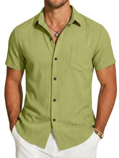 Mens Short-Sleeve Button-Down Shirt With Pocket