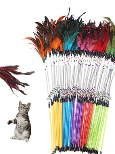 Spring Bells, Color Beads, Cat Stick, Feather Cat Cat Supplies, Cat