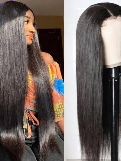 5x5 Lace Straight Human Hair Wig, Natural Color, Density