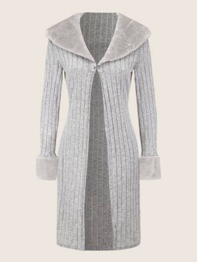 Slim Fit Slimming Knitted Casual Top Trench Coat