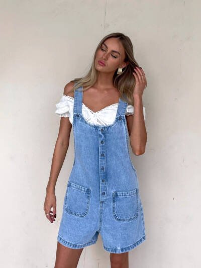 Women's Suspender Trousers Slim Straight One-piece