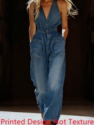 Workwear-style Waist-cinched Wide-leg Jumpsuit