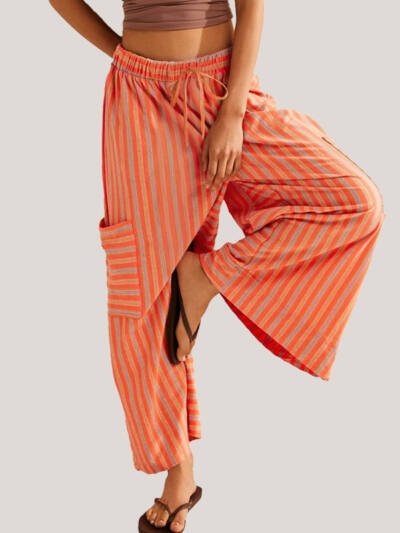 Summer Stripes Straight-leg Pants Women's Clothing