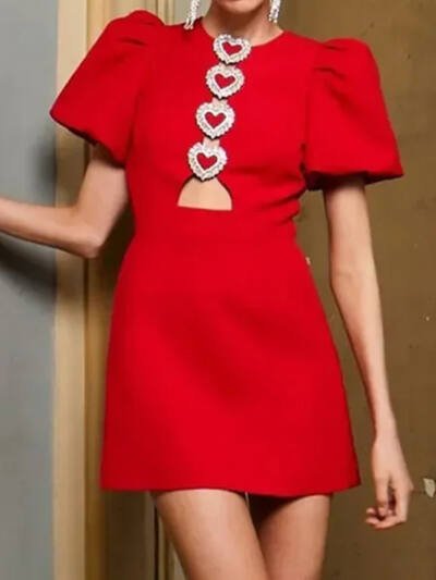 Fashion Sexy Cutout Puff Sleeve Dress