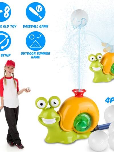 2-in-1 Snail Baseball Water Sprinkler Toy for Kids Ages 4-8